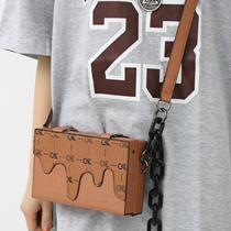 Mens small satchels Ins superfire box bag small crowdsourced single shoulder bag Chaochio Japanese small square bag female student Oblique Satchel Bag