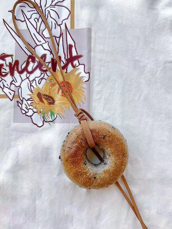 Mimoo Handmade Alkaline Water Bagel Bread Pendant/Cute and Versatile Bag Accessory/Do Not Store in a Closed Container for Normal Use Mimoo Handmade Alkaline Water Bagel Bread Pendant/Cute and Versatile Bag Accessory/Do Not Store in a Closed Container for Normal Use
