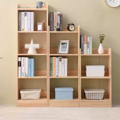 Pine bookshelf Simple floor-to-ceiling space-saving primary school student household simple creative economical combination children's small bookcase