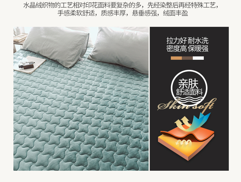 Giường bông 笠 nệm pha lê nhung dày ấm Simmons nệm phủ bụi che phủ giường 1,8m có thể giặt máy Ga phủ giường
