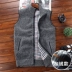 Xe jeep nam đan áo vest trung niên cộng với áo nhung cotton áo cardigan nam Dệt kim Vest