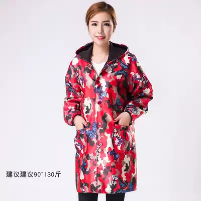 Adult gown winter padded velvet waterproof and oil-proof kitchen hooded jacket camouflage long sleeve men and women work clothes