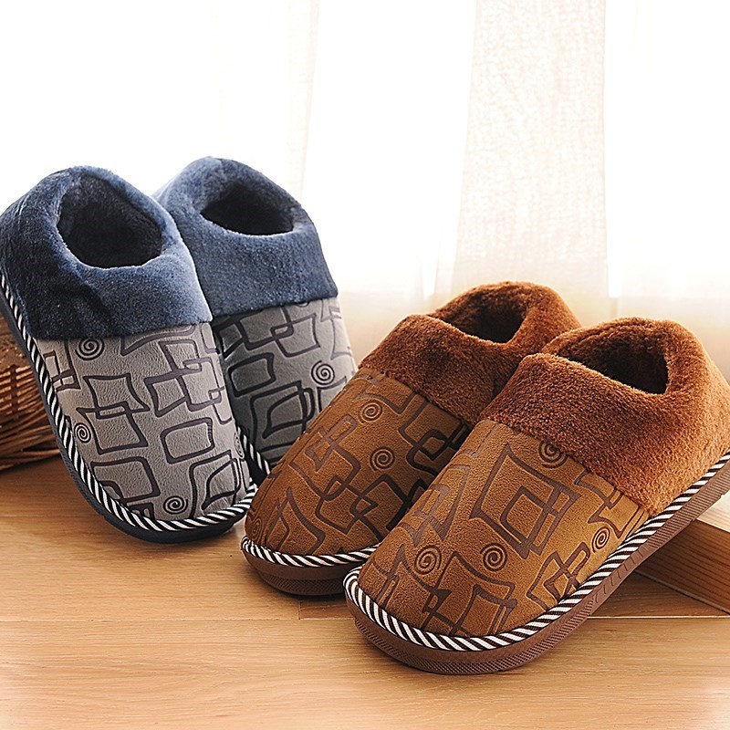 Cotton slippers home cotton shoes home shoes young middle school students thermal insulation soft bottom family men's winter shoes Korean shallow mouth
