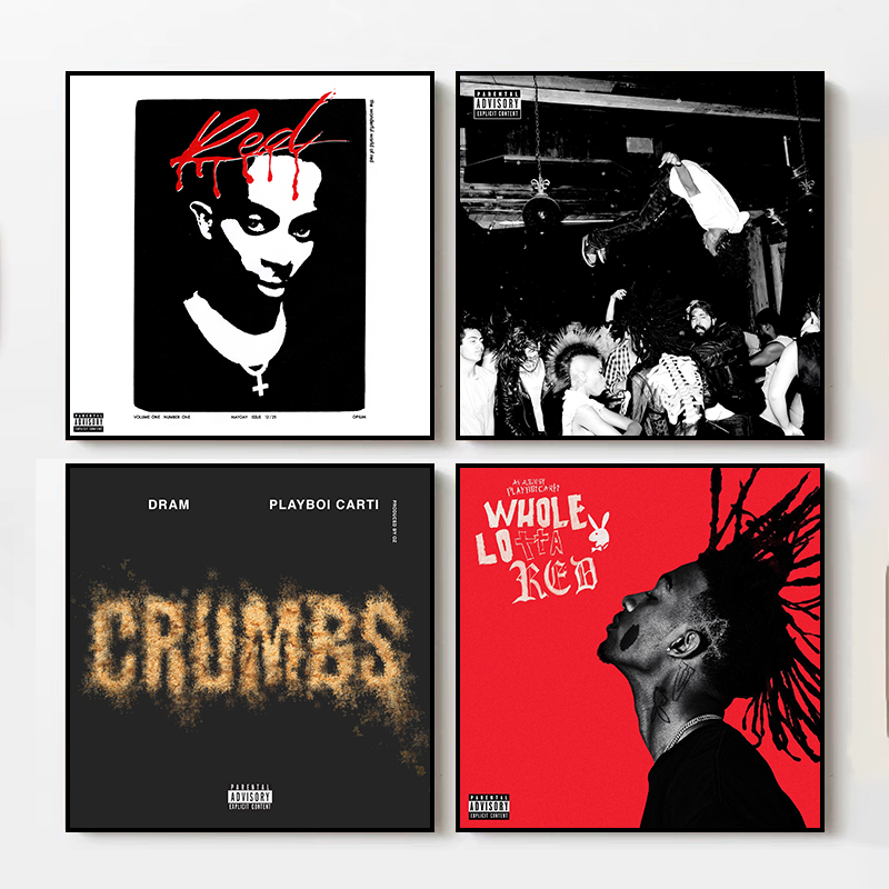 Playboi Carti Album Cover Decorative Painting Rap Hip-Hop Rapping European and American Celebrity Musician Framed Painting