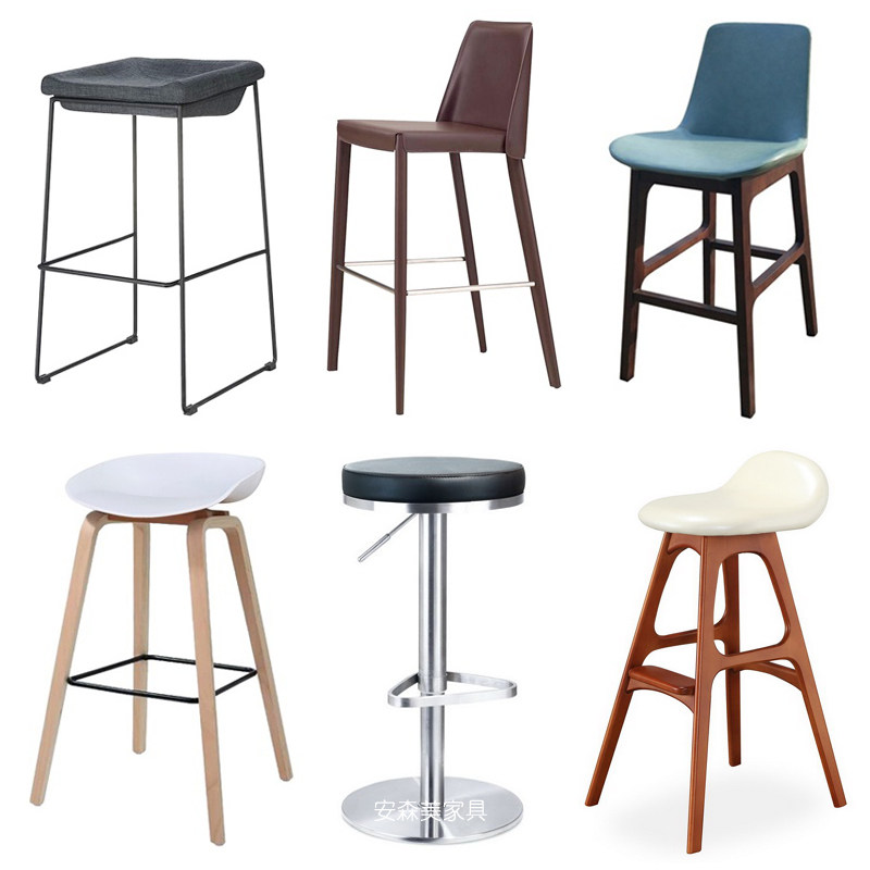 Nordic Iron Art Bar Chair Milk Tea Shop Counter Chair Gold Jewellery Chair Stainless Steel High Footstool Solid Wood Bar Chair BW01