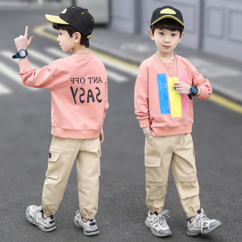 Korean children's clothing boys' spring and autumn suits 2022 new middle-aged children's spring clothes boys handsome fashion printing clothes