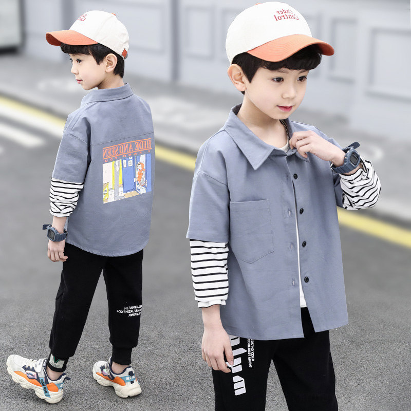 Korean children's clothing boys' autumn shirts 2022 new middle-aged children's spring and autumn long-sleeved Western style Korean cotton shirts