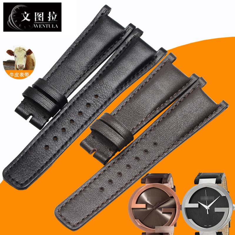 文图拉适配古驰gucci表带真皮女gc古奇手表表带凹口ya男