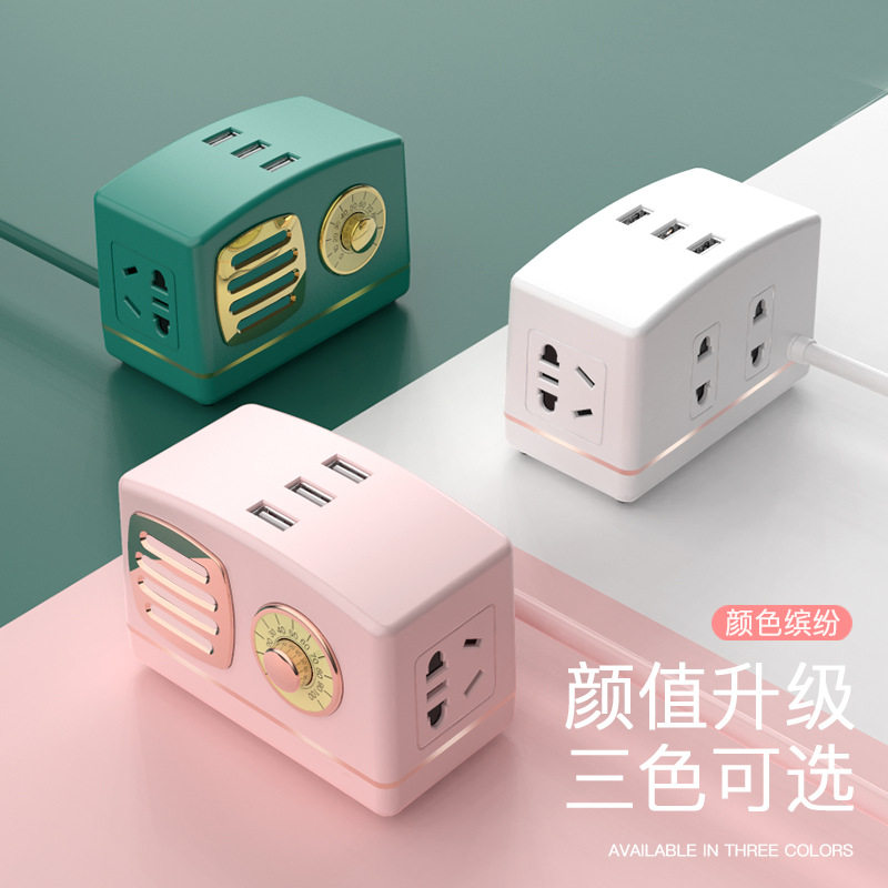 Teenage Girl Hearts Multipurpose Socket Panel Porous Cute Student Dormitory Desktop Converter Plug-in Switch Usb Platoon