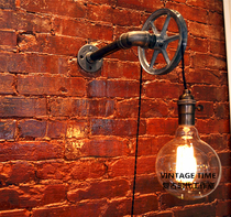 Industrial retro - making old water pipe steam style pulley wall lamp retro - copper lamp head Edison pulley wall lamp