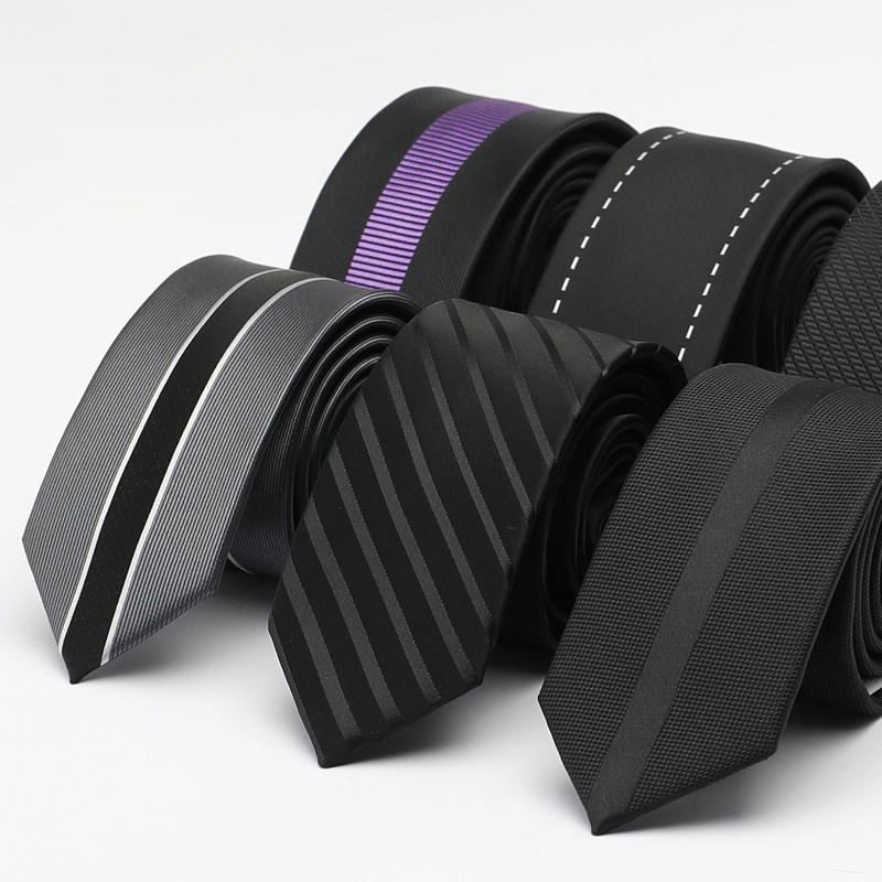 Korean version of the genuine business tie 5.5cm men's and women's black personality college style narrow version of the fashion trend hand-in-hand