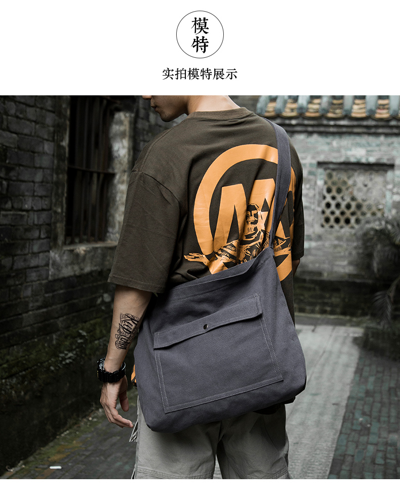 Túi vải Nhật Bản đơn giản cho nam Vai túi Messenger xu hướng mua sắm giản dị Túi tote đeo chéo túi thời trang đường phố nam nữ túi xách - Túi của con người túi da nam