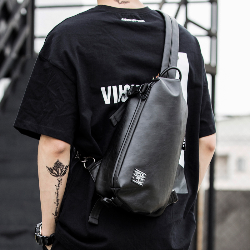 Cortical Tide Chest Packet Male Tide Card Han Version Casual Single Shoulder Diagonal Satchel with small hanging bag Men's bag
