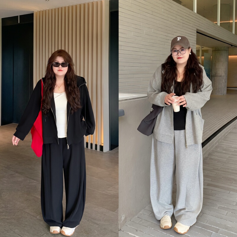 Fat Xiaoxiao Plus-Size Women's Clothing, Fat mm Autumn Loose Hooded Sweatshirt, High-Waisted Wide-Leg Pants Two-Piece Set, Trendy 30046X Fat Xiaoxiao Plus-Size Women's Clothing, Fat mm Autumn Loose Hooded Sweatshirt, High-Waisted Wide-Leg Pants Two-Piece Set, Trendy 30046X