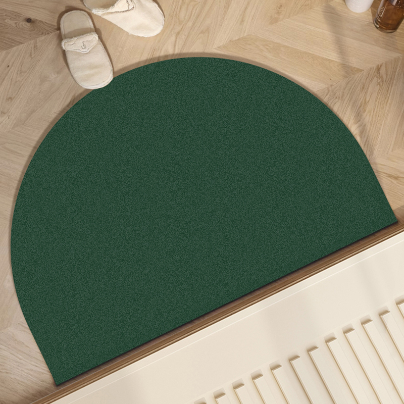 Dark Green Curved Semicircular Bathroom Floor Mat, Bathroom Entrance Carpet, Diatomaceous Earth Absorbent Non-Slip Foot Mat Dark Green Curved Semicircular Bathroom Floor Mat, Bathroom Entrance Carpet, Diatomaceous Earth Absorbent Non-Slip Foot Mat