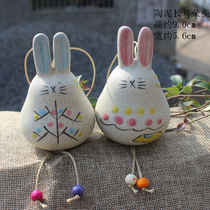 Cute new super cute handmade ceramic color long-eared rabbit bag hanging Japan and South Korea popular trinkets big pottery clay fortune tree