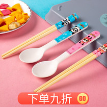 Ajia bamboo fiber tableware childrens spoon set baby cartoon spoon baby chopsticks children chopsticks complementary food spoon