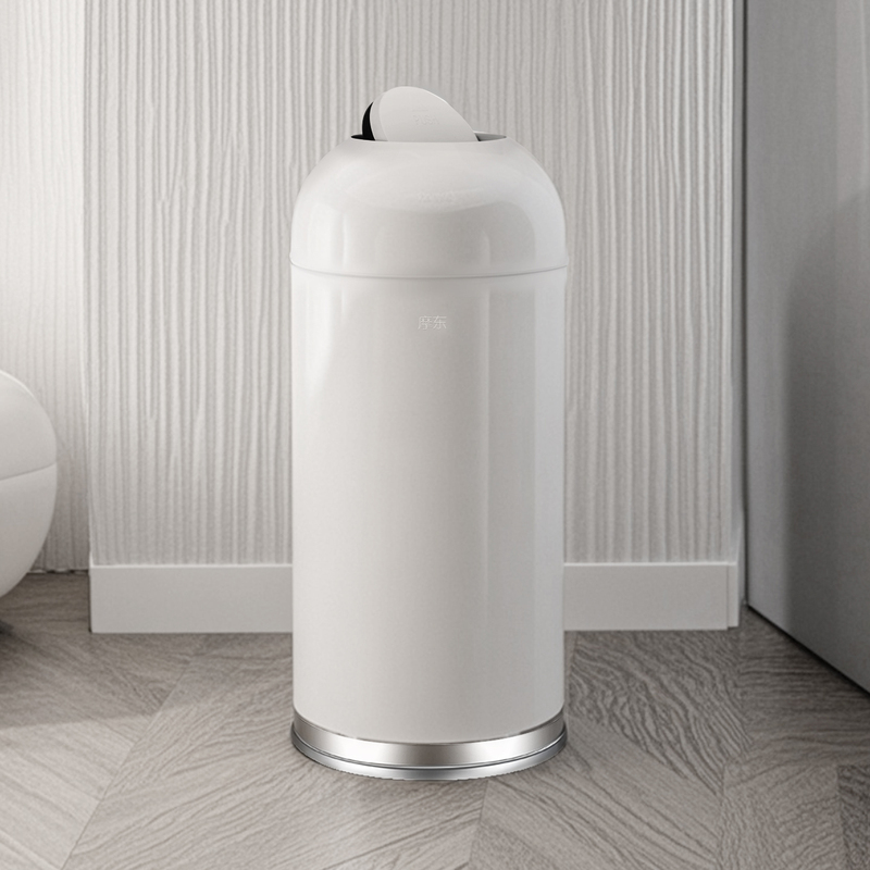 Outdoor Large-Capacity Flip-Top Storage Bin, Stainless Steel Large Swing-Top Heightened Commercial Trash Can for Property Management Buildings