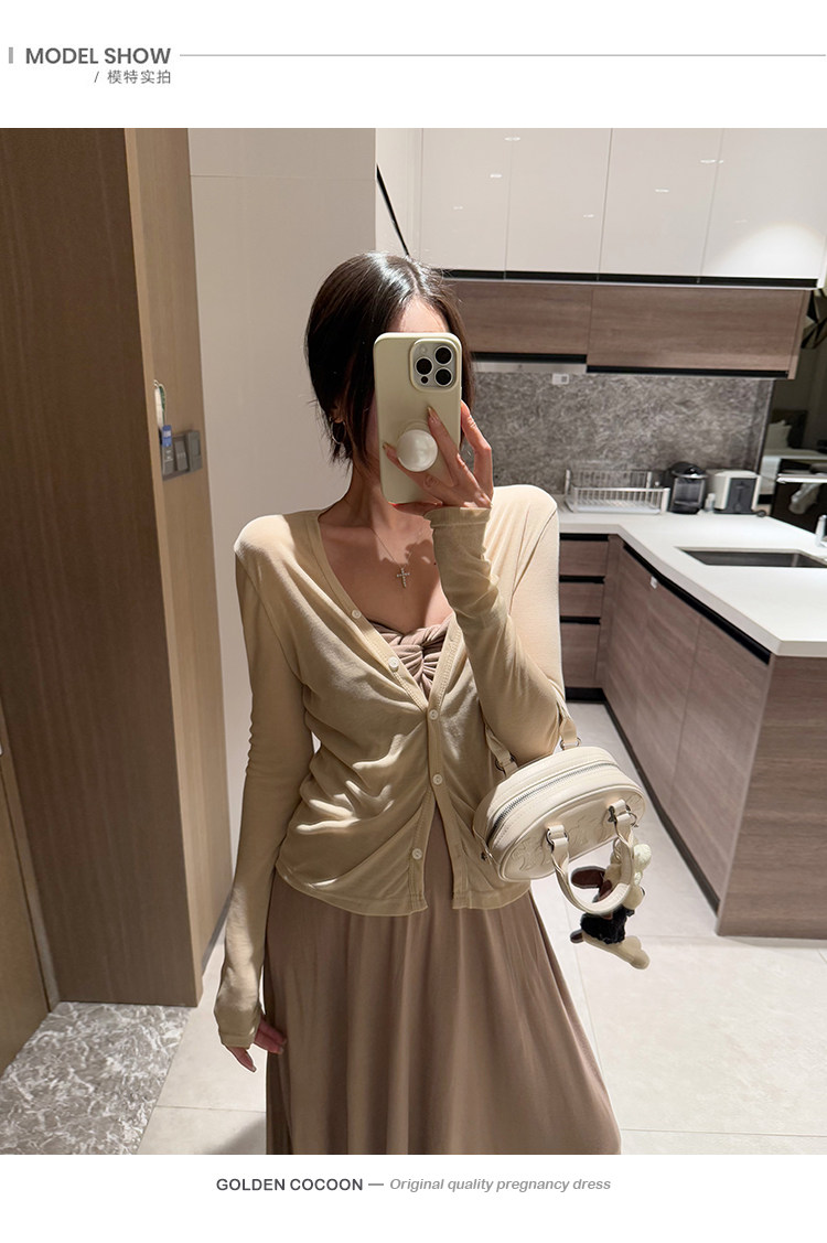 金色的茧 孕期洋气孕妇装新款孕妈连衣裙女夏辣妈法式礼服抹胸裙 — 5
