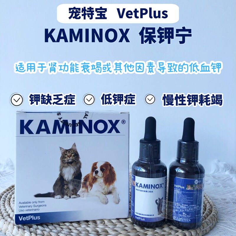 VetPlus カミノックス カリウムサプリメント（猫と犬用）：グルコン酸カリウム、腎不全、カリウム欠乏症