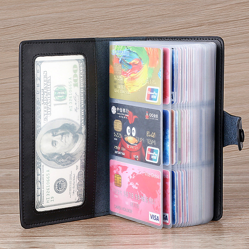 Card Bag Men's Real Cow Leather Large Capacity Long Version Card Clip Female Card Leather Sleeve Multi-Position Cards Card Bag Document