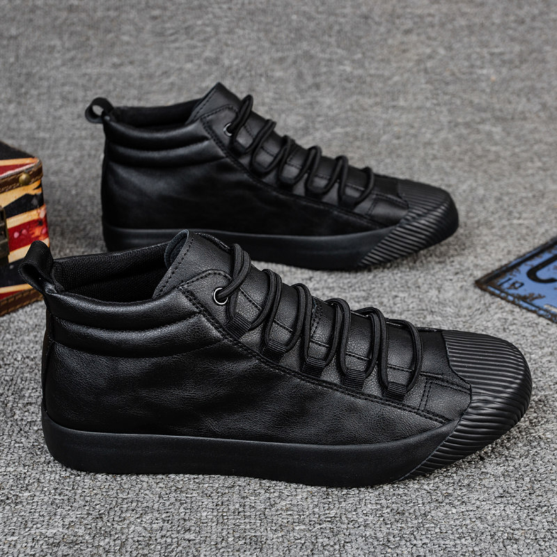 Tide Cards High Cylinder Shoes Men Leather Shoes 2022 Summer Korean version Trend 100 hitch sports casual board shoes genuine leather Martin boots