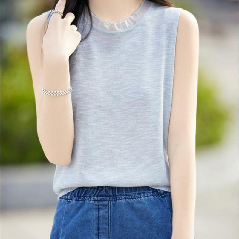 Chanel-Style Fashionable Versatile Camisole Base Shirt Lace Inner Layer Loose Korean Style Sleeveless Top for Women
