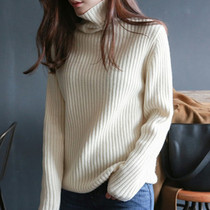 Turtleneck sweater womens 2021 new base shirt autumn and winter loose thickened lazy wind Western style knitted thick sweater