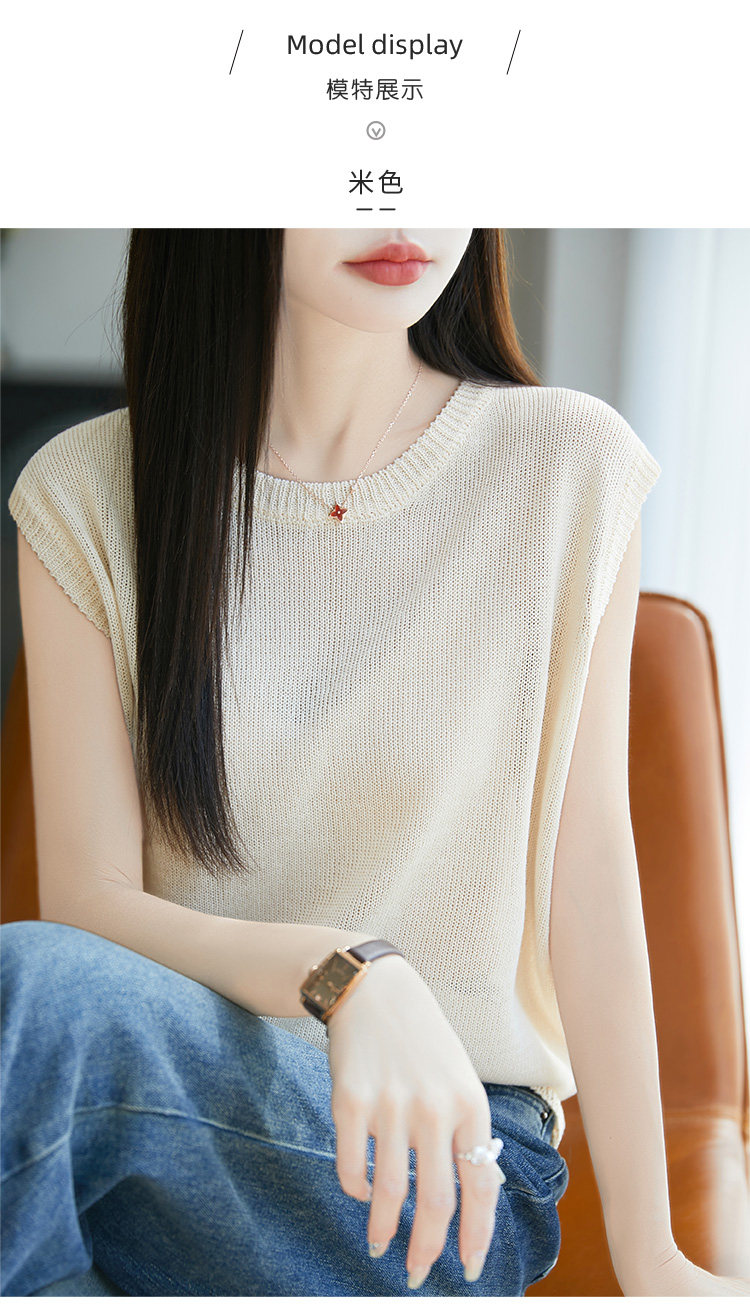 Топы/майки 2025夏季新款天丝亚麻吊带背心女外穿内搭宽松无袖针织打底上衣