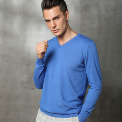 2023 Spring and Autumn New Men's Thin V-Neck Pullover Cashmere Knitted Loose V-Neck Wool Sweater Solid Color Bottoming Sweater