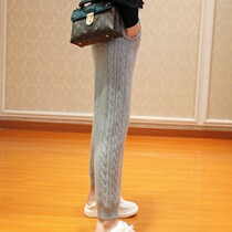 21 Autumn and winter woven wool pants womens slim knitted pants wear casual warm pants jacket high waist stretch leggings