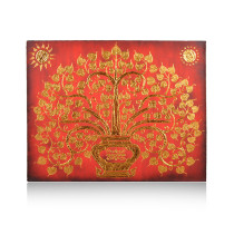 Thai Crafts Southeast Asian Gold Foil Painting Thai Restaurant Hotel Clubhouse Bracing Background Wall Bodhi Tree Wall Decoration