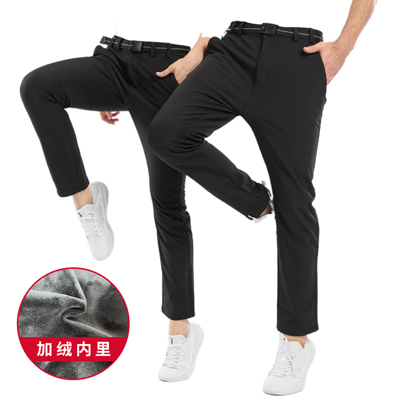 Women's Outdoor Pants with Fleece Lining, Thickened, Waterproof, Windproof, for Hiking, Autumn and Winter, Cold-Resistant, Fleece Softshell Windproof Pants