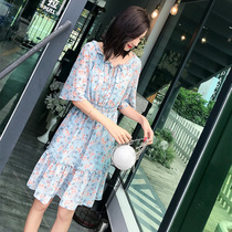  Special off-code clearance 2021 new temperament waist thin design sense small chiffon floral dress