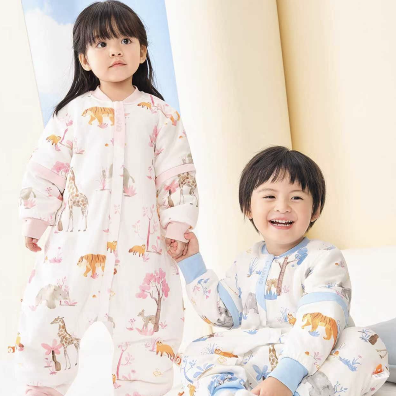 良良婴儿纯棉睡袋春秋薄款中大童防踢被秋冬宝宝防惊跳分腿睡袋