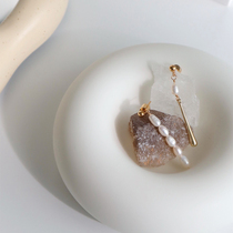 (shen depending on life) Cui aunt rice earring female 925 silver needle light luxury design feeling small pearl earring