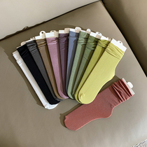 (shen depending on life) Cui aunt rainbow socks velvet pile socks autumn socks thin breathable calf socks