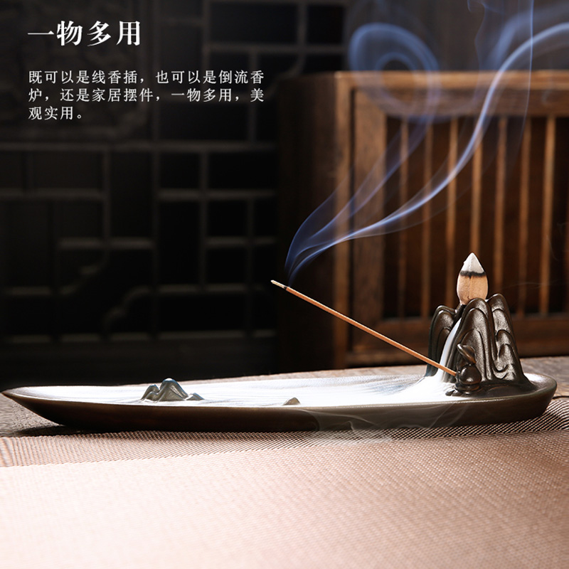 Guanshan Yunhai backflow incense burner household interior line incense insert ceramic sandalwood incense burner incense sleeping incense burner Zen ornaments