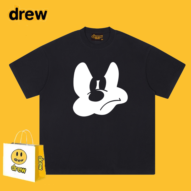 Drew Essfodgr American Trendy Brand Cartoon Mickey Print Short-Sleeved T-Shirt Summer Loose Casual Top for Men and Women