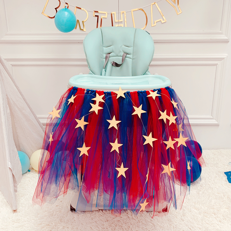 Baby baby's first birthday arrangement dining chair gauze skirt decoration finished table gauze tutu gauze table skirt dessert table