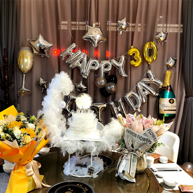 Girlfriend happy birthday surprise arrangement creative goddess ktv balloon boudoir honey adult party internet celebrity decoration scene