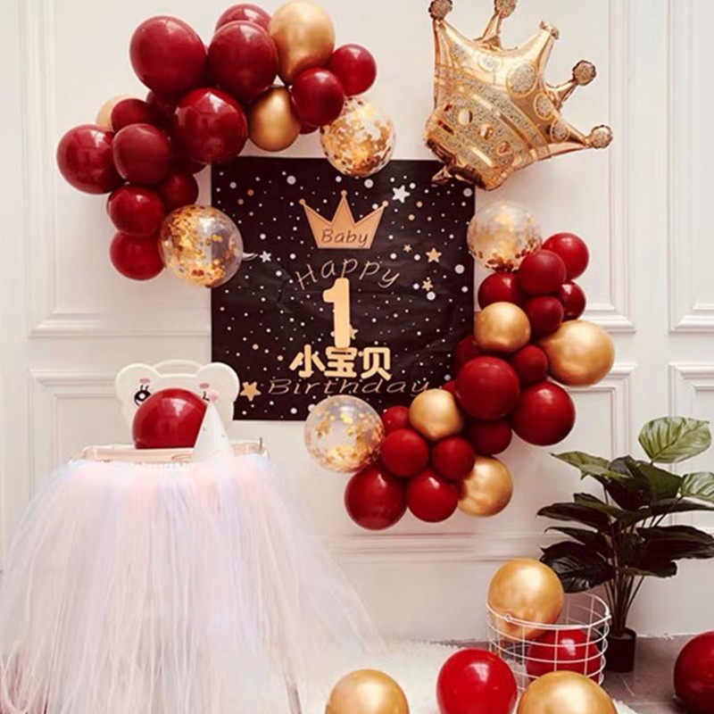 Girl's first birthday decoration princess poster custom baby hundred days feast Korean theme net red balloon