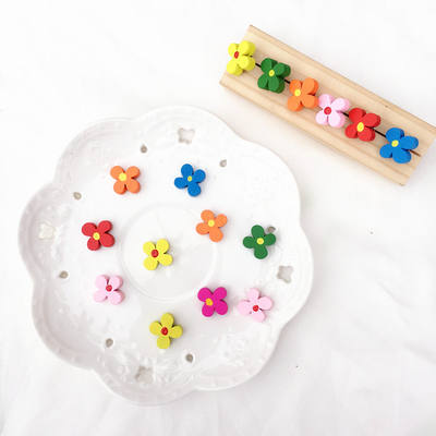 Cute candy-colored Hyuna style small flower-shaped stud earrings, original rainbow-colored ear clips without ear holes