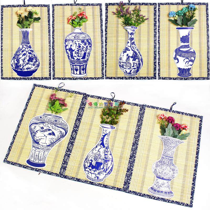 Kindergarten creative wall decoration blue and white porcelain vase simulation flower wall decoration Chinese style blue and white decoration features aerial charm