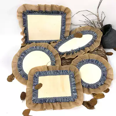 Chinese style kindergarten wall decoration Retro linen tassel wood pendant pendant Children's A4 work background frame