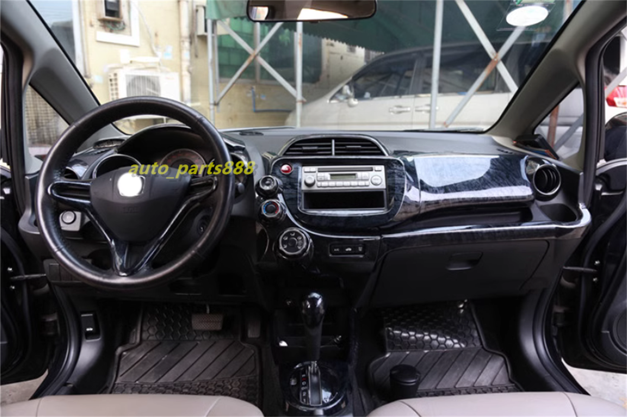 26PCS Black wood grain Car Interior Kit Cover Trim For Honda Fit