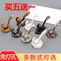 European-style clothes hook single hook door rear bathroom non-punch door wardrobe adhesive hook shoe cabinet black single hook creative