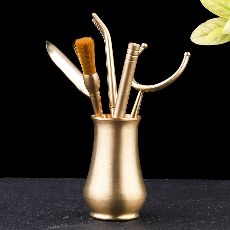 Gongfu tea accessories Grand total pure copper tea Road Six gentlemen suit Home tea clip Tea Tea Knife Tea Wash Swing Piece Group Day Style