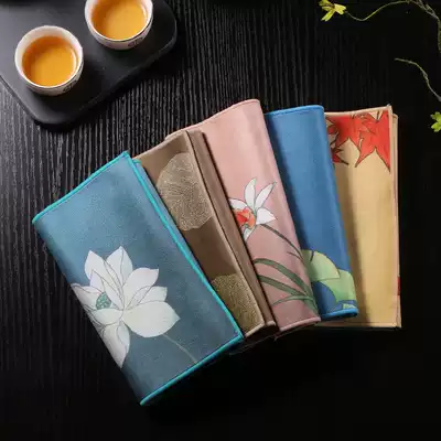 Thickened tea towel Tea mat Tea towel cloth absorbent fiber Zen square tea set accessories Tea towel pad special towel rag