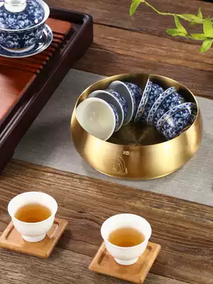 Pure copper large tea washing pen Washing Kung Fu tea set Water kettle washing tea tray Tea ceremony six gentlemen with cover large washing teacup